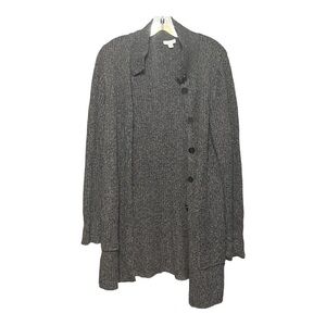 J.Jill Ribbed Cardigan Smoke Gray Button Front Lounge Sweater Cotton Blend Small